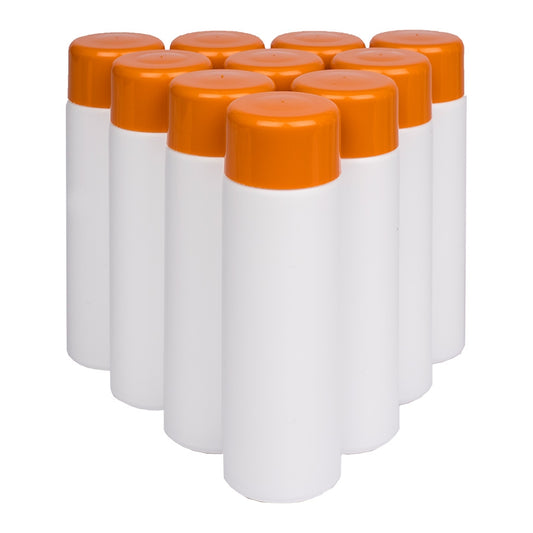 Jeu de 10 flacons vides blancs avec bouchon orange, 150 ml