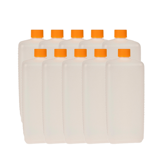 Jeu de 10 bouteilles vides RD25 avec bouchon orange, 1000 ml